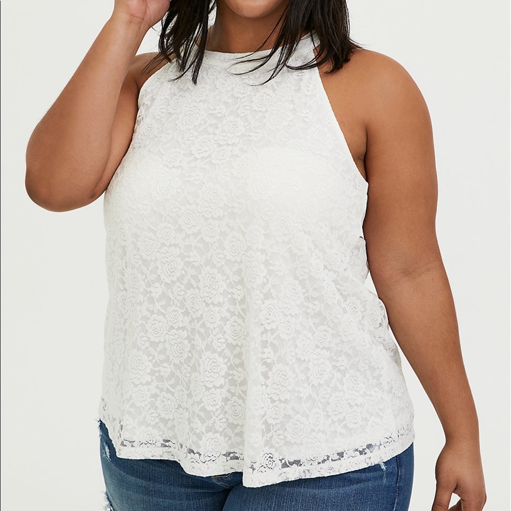 TORRID WHITE LACE GODDESS TANK